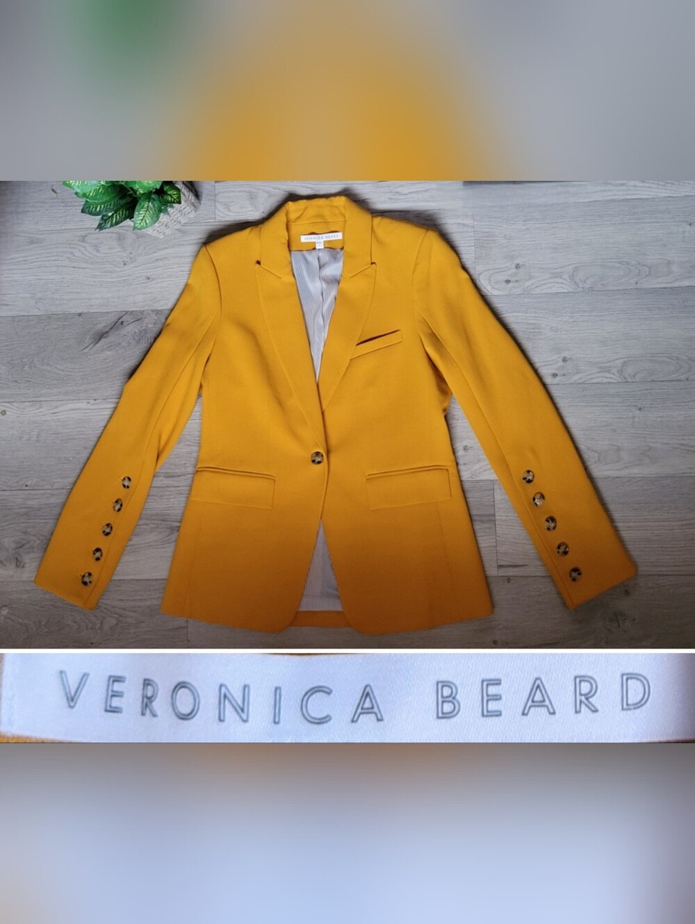 Veronica Beard Steele Cutaway Button Cuff Dickey Saffron Mustard Jacket, US 10